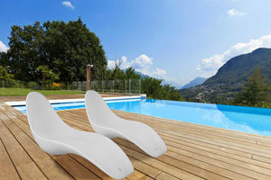 Lettino Chaise Longue da Giardino 178x62x91 cm in Polietilene Sined  Sirio Bianca