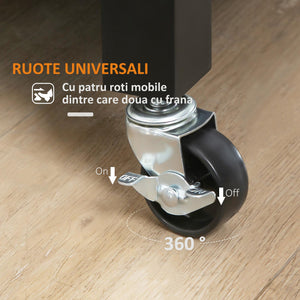 Carrello da Cucina 83x45x88 cm 1 Cassetto 1 Armadietto 2 Ripiani in MDF e Acciaio Nero