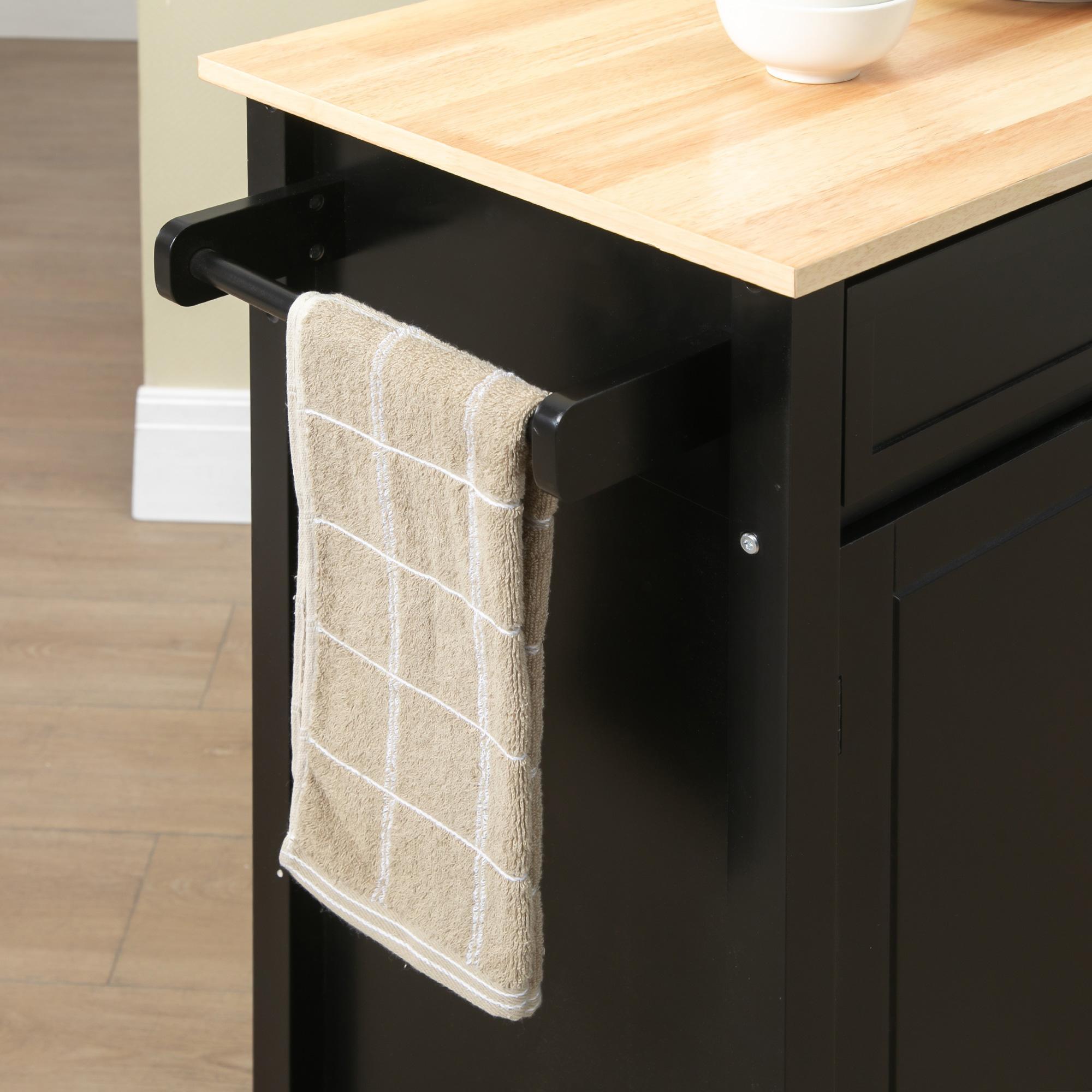 Carrello da Cucina 83x45x88 cm 1 Cassetto 1 Armadietto 2 Ripiani in MDF e Acciaio Nero