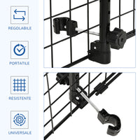 Griglia Divisoria Regolabile 91-152x30 cm per Trasporto Cani in Auto Nera