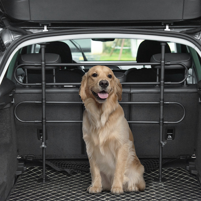 Griglia Divisoria Regolabile 87-135 cm per Trasporto Cani in Auto Nera