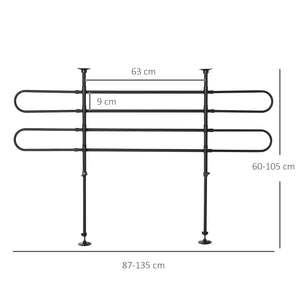 Griglia Divisoria Regolabile 87-135 cm per Trasporto Cani in Auto Nera