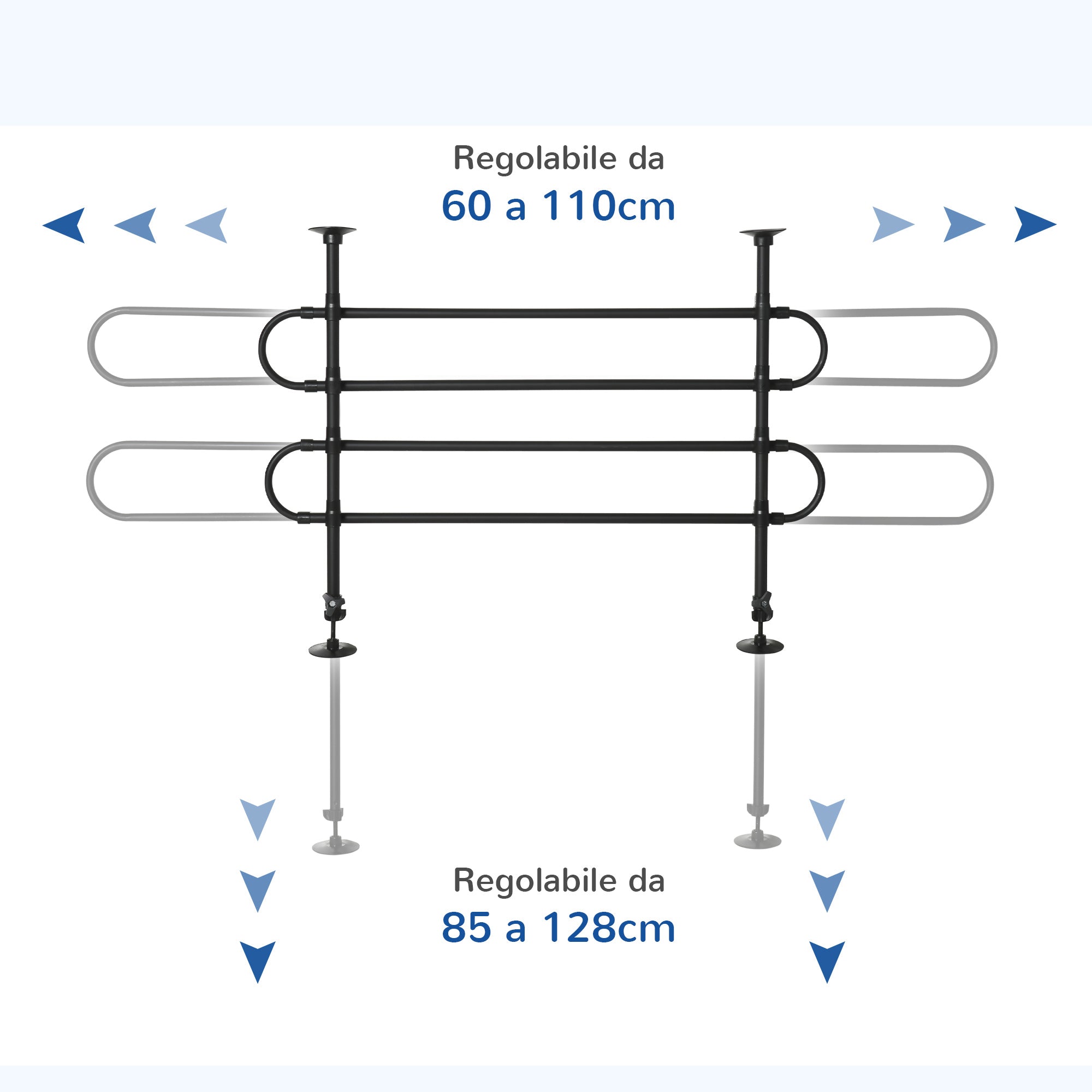 Griglia Divisoria Regolabile 87-135 cm per Trasporto Cani in Auto Nera