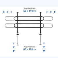 Griglia Divisoria Regolabile 87-135 cm per Trasporto Cani in Auto Nera