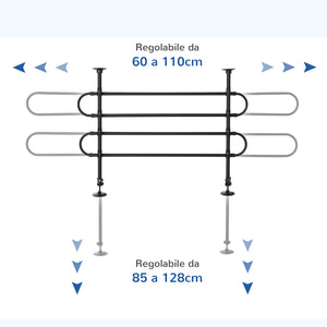 Griglia Divisoria Regolabile 87-135 cm per Trasporto Cani in Auto Nera