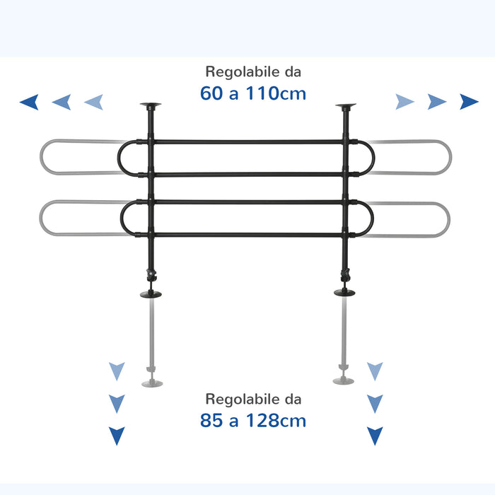 Griglia Divisoria Regolabile 87-135 cm per Trasporto Cani in Auto Nera