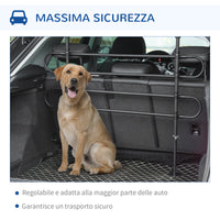 Griglia Divisoria Regolabile 87-135 cm per Trasporto Cani in Auto Nera