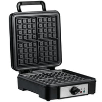 Macchina per Waffle 1200W Piastre Antiaderenti in Acciaio Nero