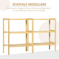 Scaffale 3 Ripiani 62x33x80 cm in Bambù Naturale