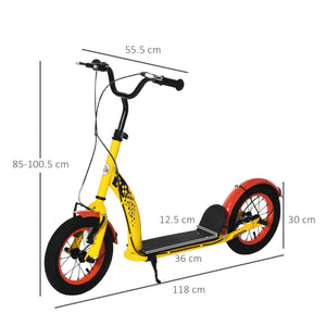 Monopattino per Bambini 118x55,5x85-100,5 cm Doppio Freno Giallo