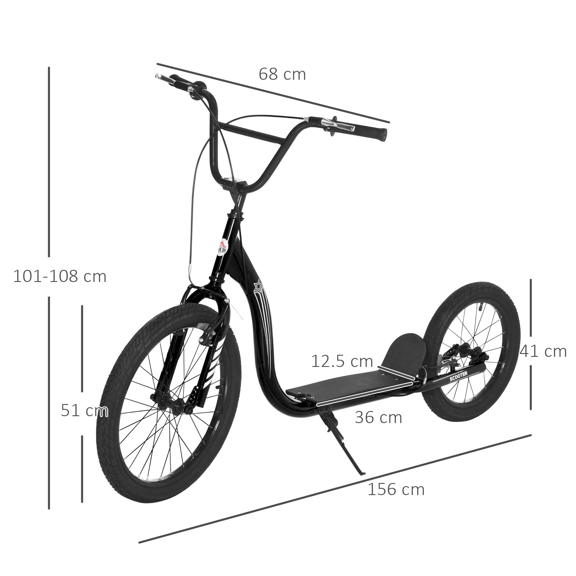 Monopattino per Bambini 156x68x101-108 cm Doppio Freno Nero