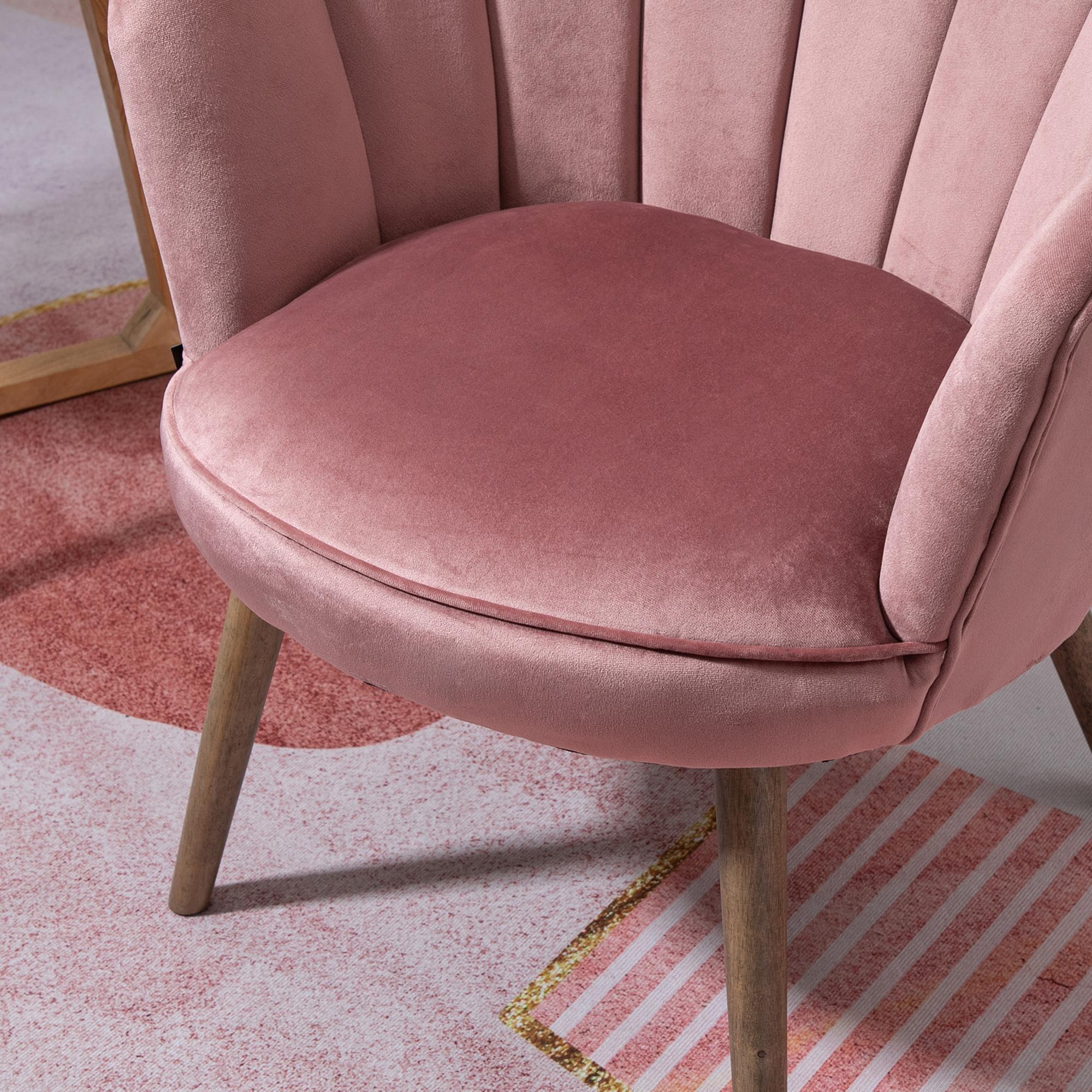 Poltrona Imbottita 66x72x79 cm in Velluto Rosa