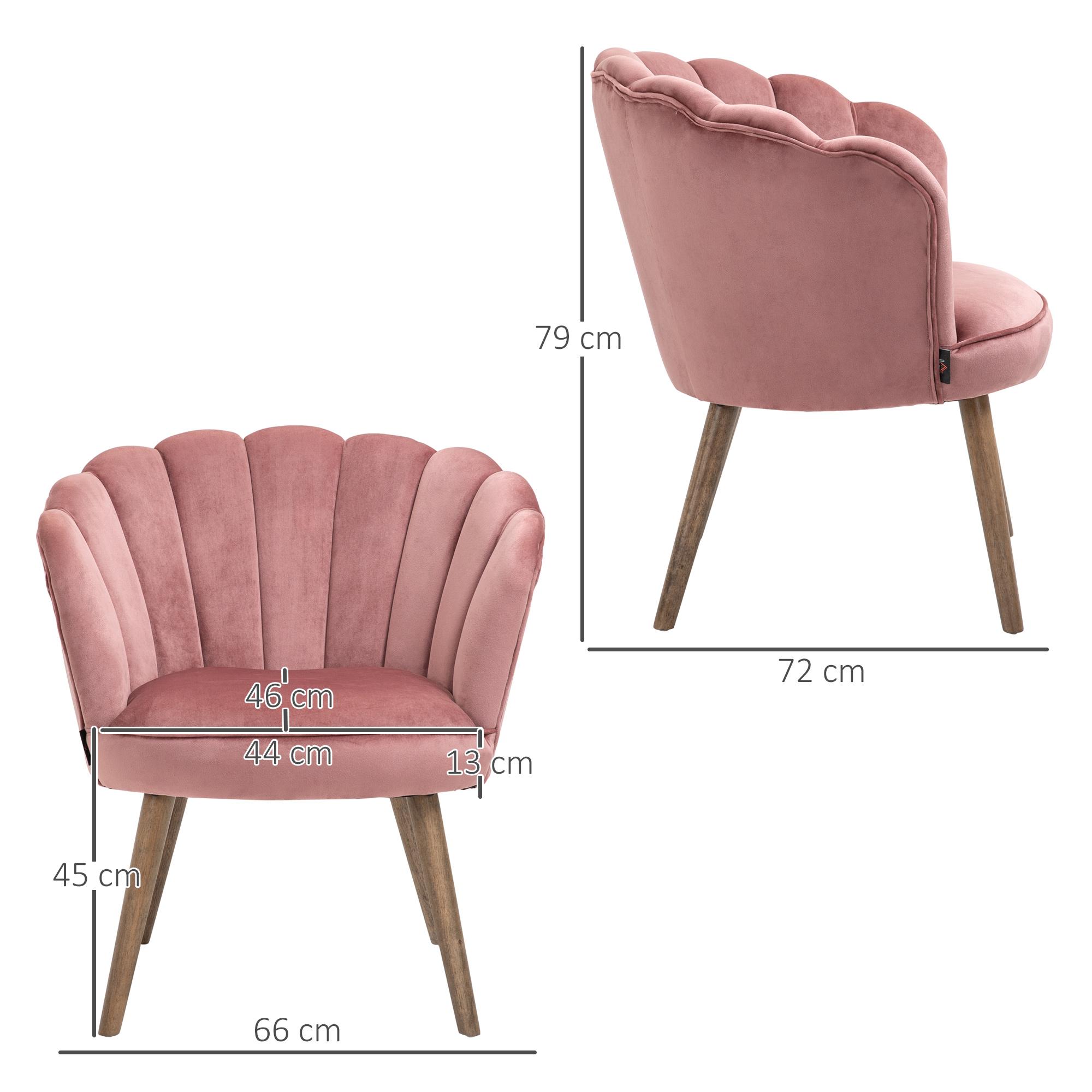 Poltrona Imbottita 66x72x79 cm in Velluto Rosa