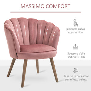 Poltrona Imbottita 66x72x79 cm in Velluto Rosa