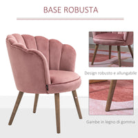 Poltrona Imbottita 66x72x79 cm in Velluto Rosa