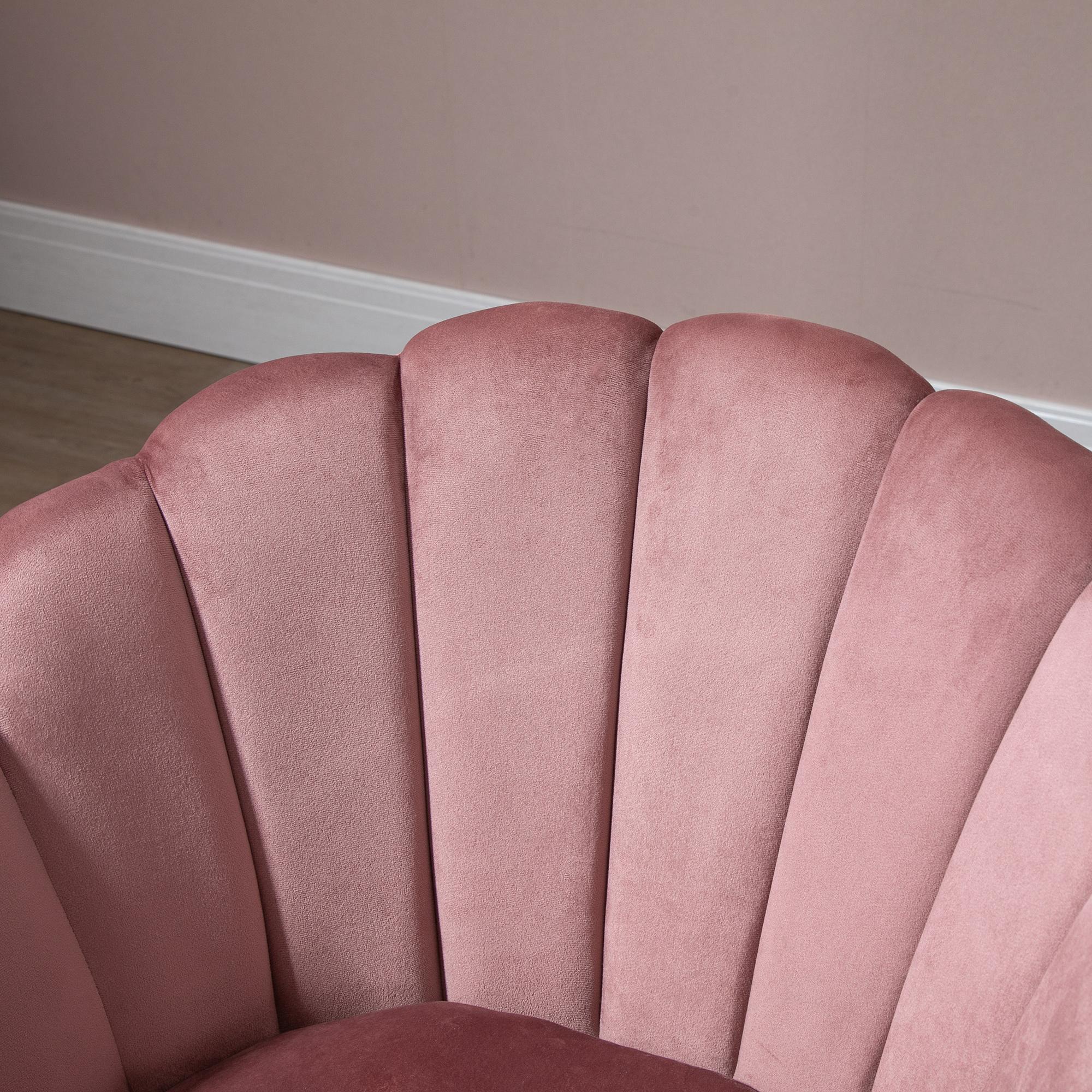 Poltrona Imbottita 66x72x79 cm in Velluto Rosa