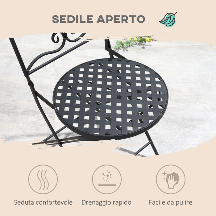 Set Tavolo e 2 Sedie Pieghevoli da Giardino  con Mosaico Grigio