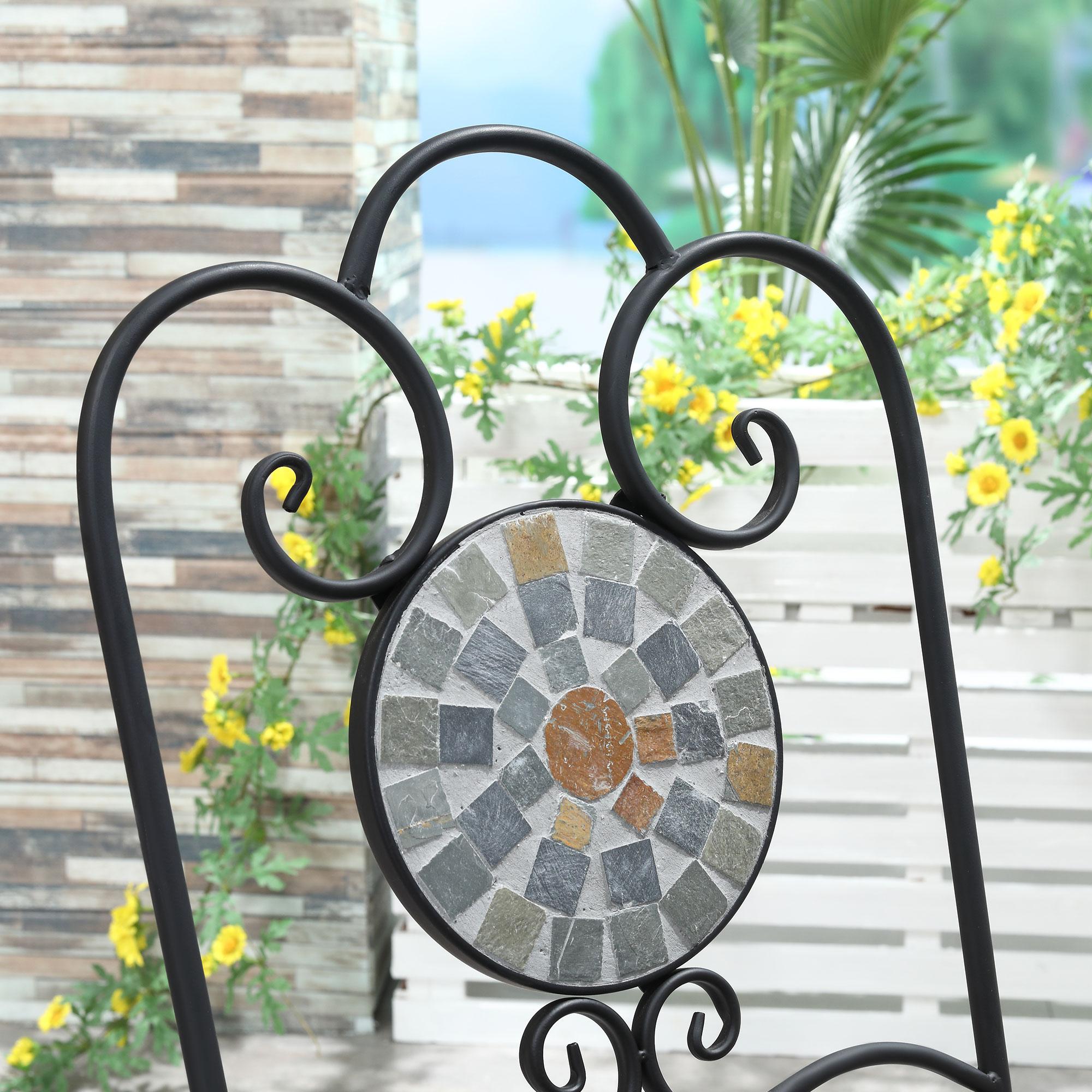 Set Tavolo e 2 Sedie Pieghevoli da Giardino  con Mosaico Grigio