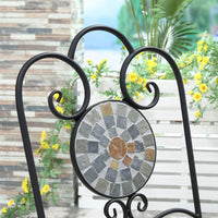 Set Tavolo e 2 Sedie Pieghevoli da Giardino  con Mosaico Grigio