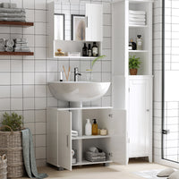 Mobiletto Specchiera da Bagno 2 Ante 1 Ripiano 54x15,2x55,3 cm in Legno Bianco