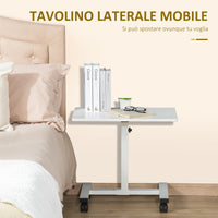 Tavolino Porta PC 60x40x52,5-84 cm con Ruote in Truciolato e Metallo Bianco