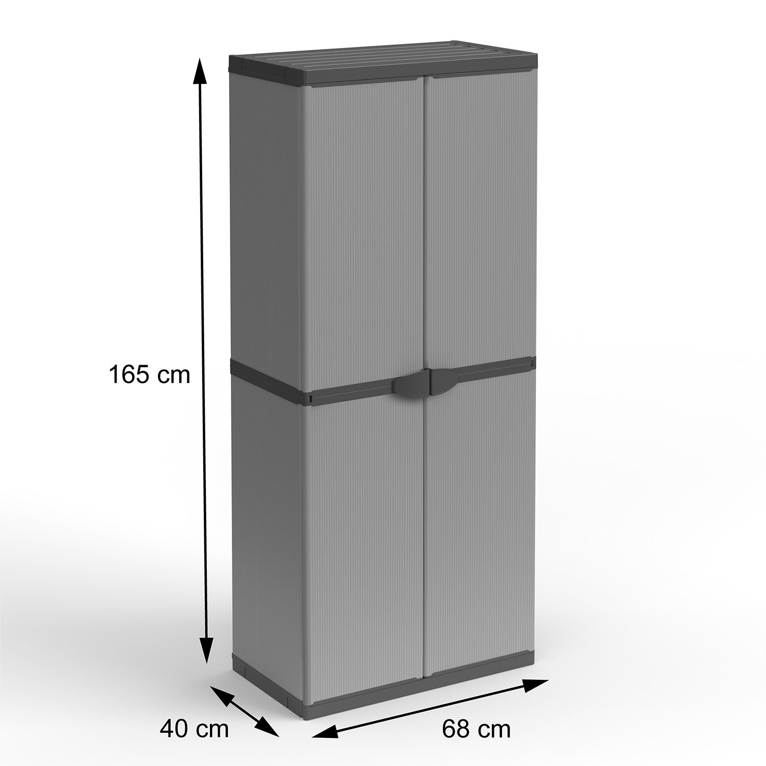 Armadio Portascope da Esterno 68x39,5x168 cm 2 Ante 4 Ripiani in Resina Grigio