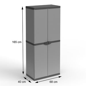 Armadio Portascope da Esterno 68x39,5x168 cm 2 Ante 4 Ripiani in Resina Grigio