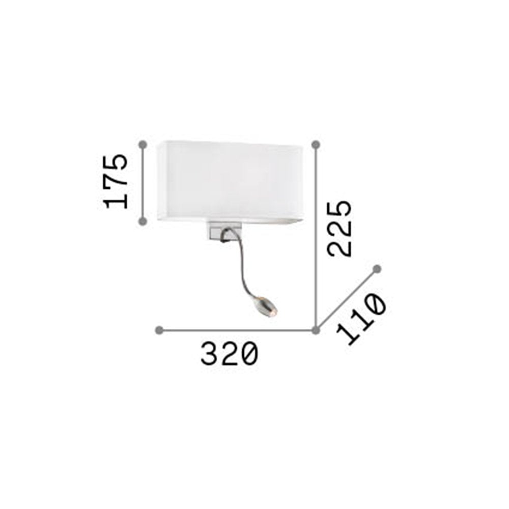 Applique Moderna Hotel Metallo Nero 2 Luci E27+Led 1,5W