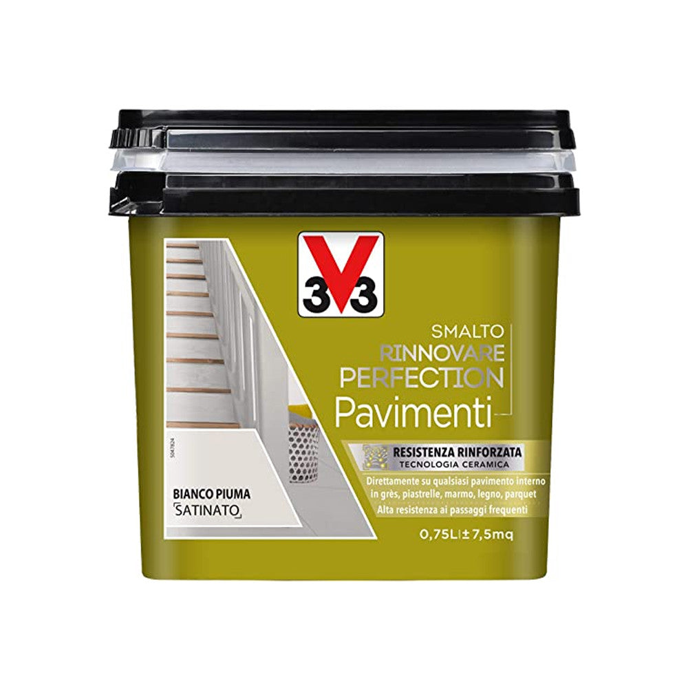 Smalto Rinnovare Perfection Pavimenti Ideale Per Rinnovare Qualsiasi Tipo Di Pavimento Colore Bianco Piuma Satinato 0,75Lt-V33