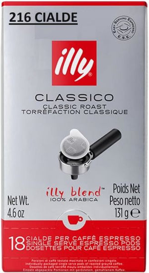 216 illy caffè in cialde ese monodose, tostato classico, 12 confezioni da 18 cialde