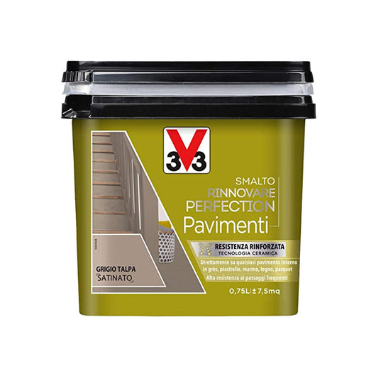 Smalto Rinnovare Perfection Pavimenti Ideale Per Rinnovare Qualsiasi Tipo Di Pavimento Colore Grigio Talpa Satinato 0,75Lt-V33