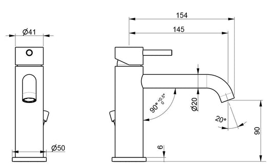 Rubinetto Miscelatore Monocomando Lavabo con Scarico in Acciaio Inox Maniglia Perla