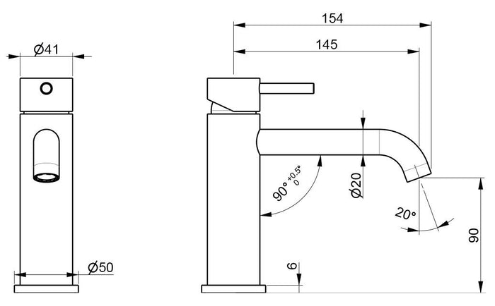 Rubinetto Miscelatore Monocomando Lavabo senza Scarico in Acciaio Inox Satinato Maniglia Perla