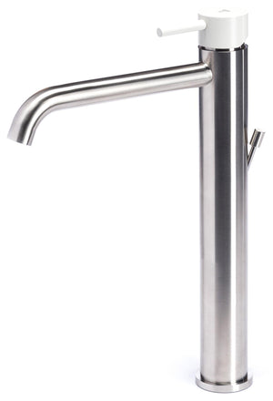 Rubinetto Miscelatore Monocomando Lavabo Alto in Acciaio Inox Maniglia Perla