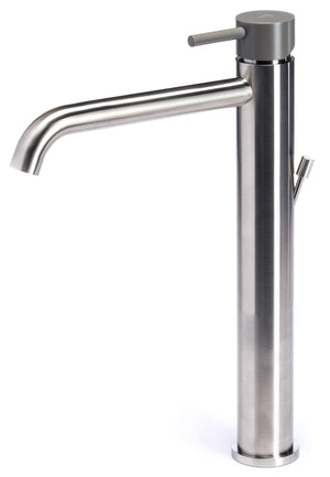 Rubinetto Miscelatore Monocomando Lavabo Alto in Acciaio Inox Maniglia Antracite