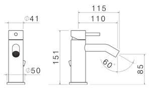 Rubinetto Miscelatore Monocomando Bidet in Acciaio Inox Maniglia Perla