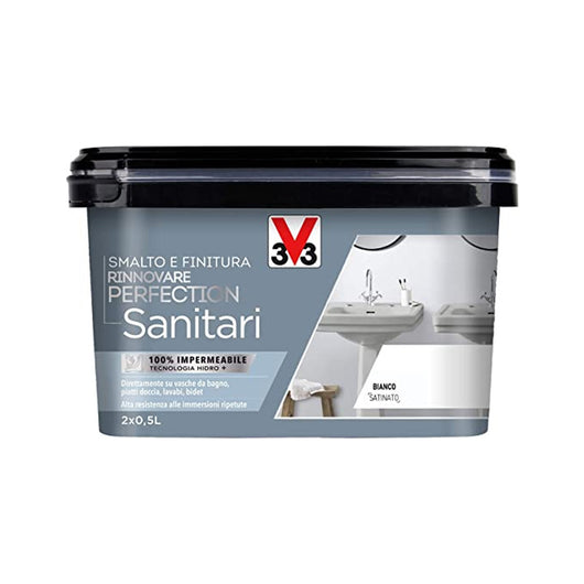 Smalto E Finitura Rinnovare Perfection Sanitari Ideale Per Rinnovare Tutti I Sanitari Colore Bianco Satinato 0,75Lt-V33