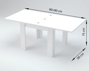 Tavolo Allungabile 90x90/180x75 cm Jesi Bianco Lucido