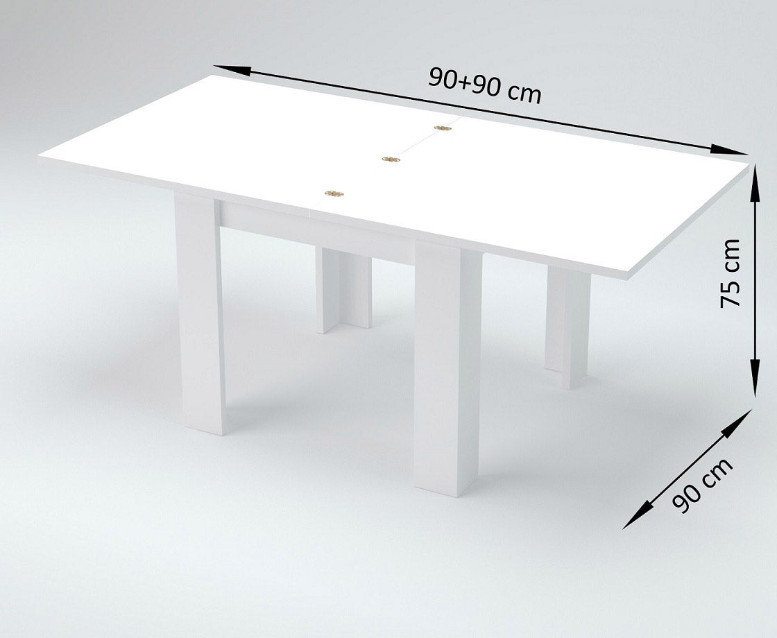 Tavolo Allungabile 90x90/180x75 cm Jesi Bianco Lucido e Cemento