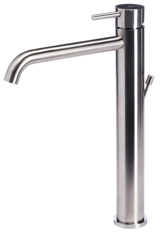 Rubinetto Miscelatore Monocomando Lavabo Alto con Scarico in Acciaio Inox Satinato Nilo