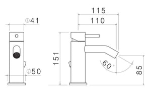 Rubinetto Miscelatore Monocomando Bidet con Scarico in Acciaio Inox Satinato Nilo