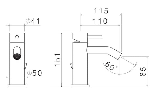 Rubinetto Miscelatore Monocomando Bidet con Scarico in Acciaio Inox Satinato Nilo