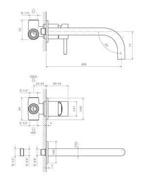 Rubinetto Miscelatore Monocomando Lavabo ad Incasso in Acciaio Inox Satinato Nilo