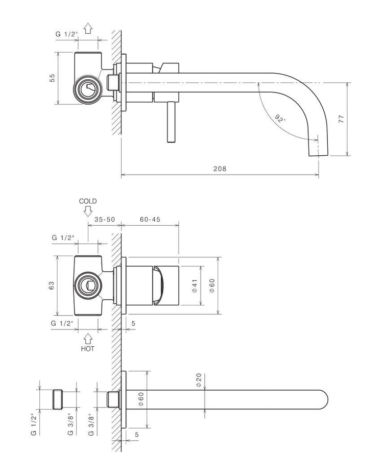 Rubinetto Miscelatore Monocomando Lavabo ad Incasso in Acciaio Inox Satinato Nilo