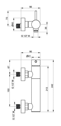 Rubinetto Miscelatore Monocomando Doccia in Acciaio Inox Satinato Nilo