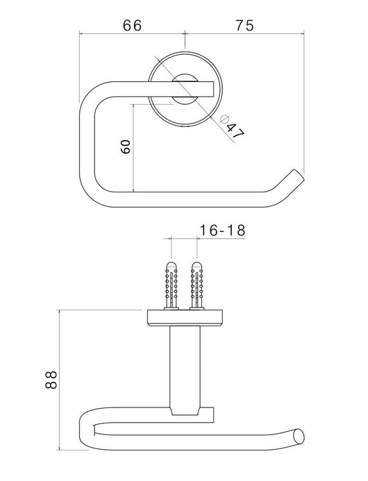 Porta Rotolo da Parete Scoperto in Acciaio Inox Satinato Nilo