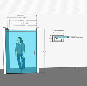 Porta Parete Doccia 100 cm 1 Anta Scorrevole in Cristallo Fumè 8mm H195 Bonussi Livia