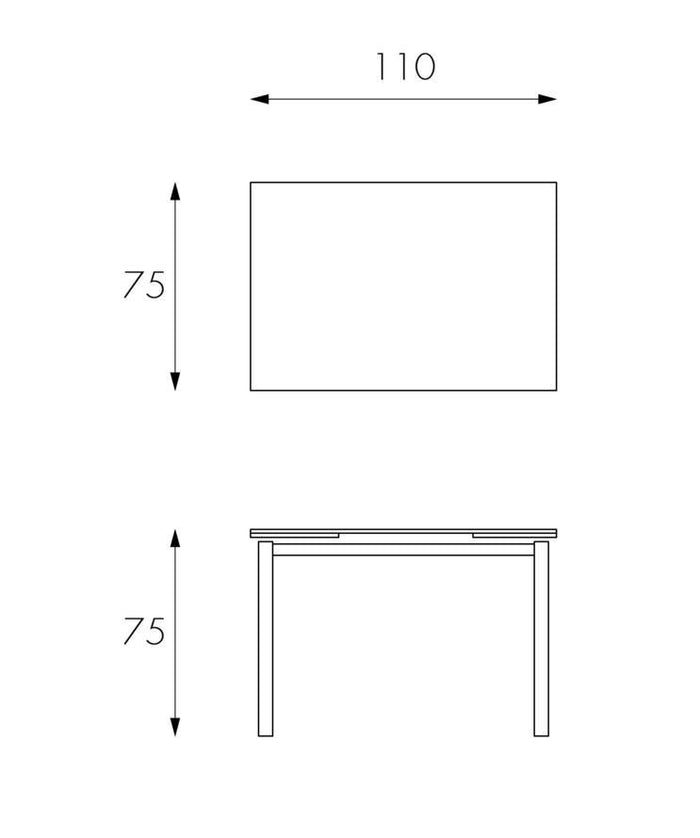 Tavolo Allungabile 110/170x75x75 cm in Metallo con Top in Vetro Bianco