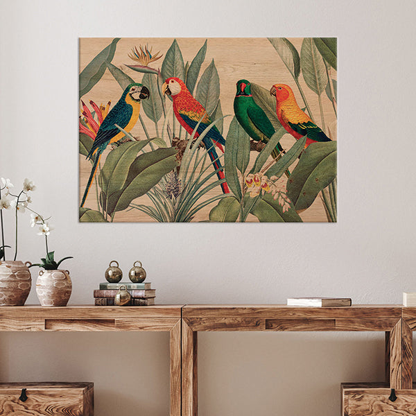 Quadro in Legno Stampato Parrots in the Jungle 47x67 *FSC