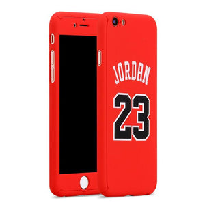 Custodia total protection iPhone 7-Michael Jordan + Pellicola Vetro-Rosso